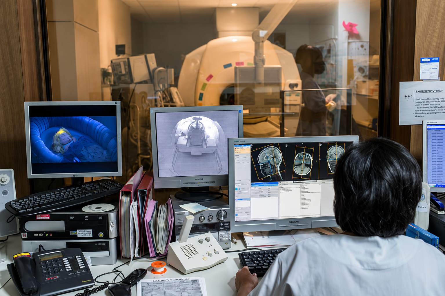 Radiologist reviewing scans