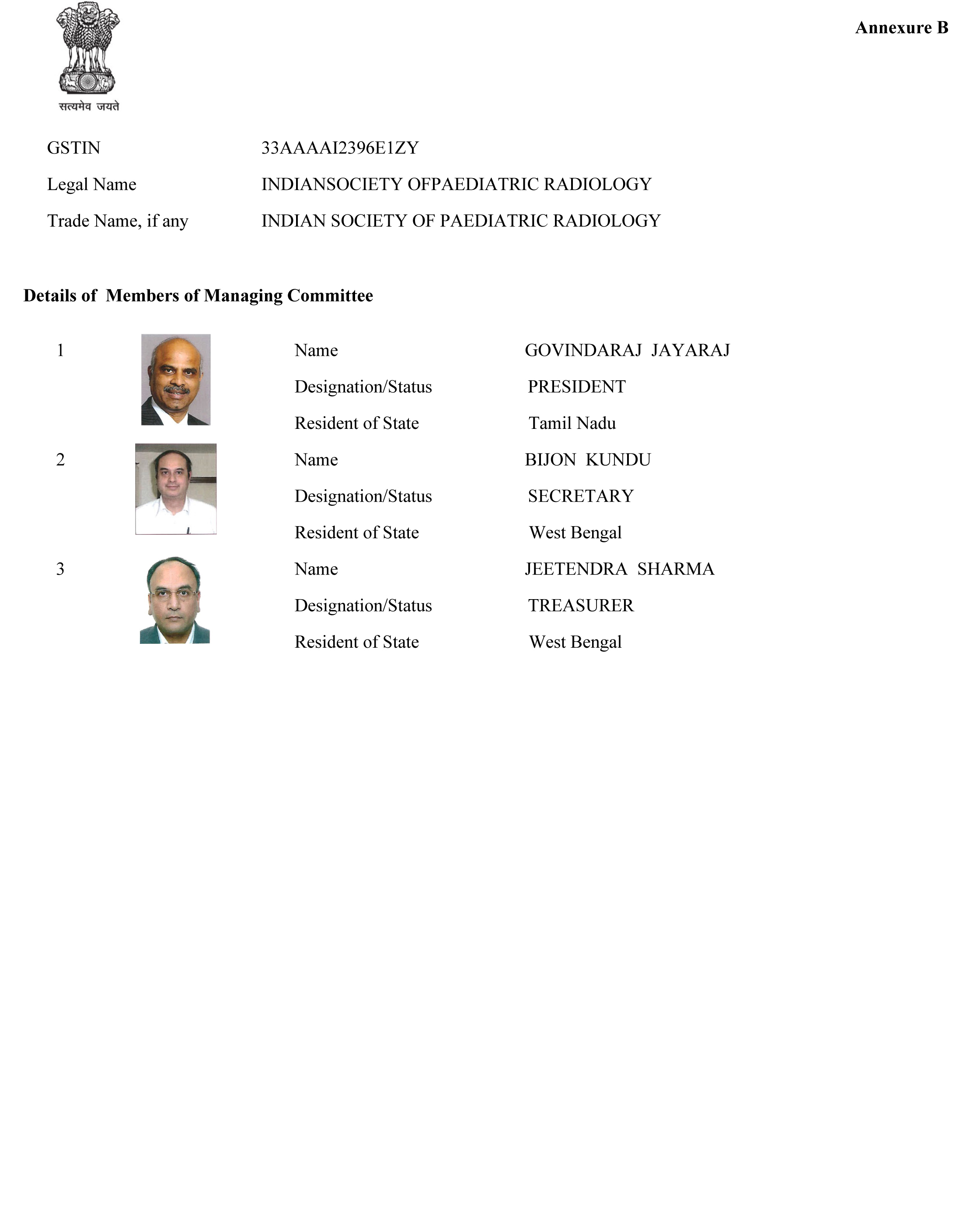 GST Annexure B